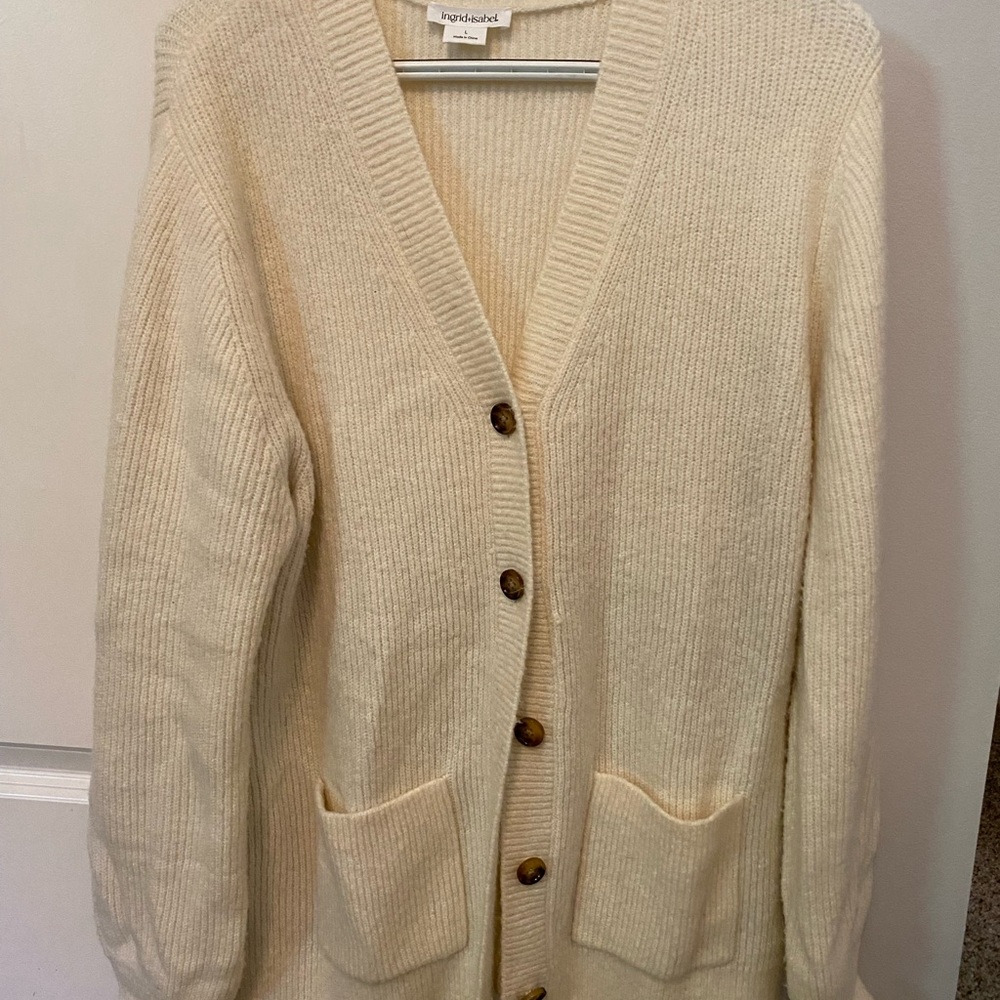 Women's Maternity Cream Cardigan Sweater